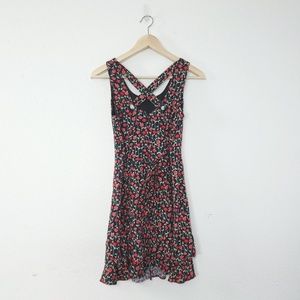 Vintage ditsy floral crossback frill dress 2P